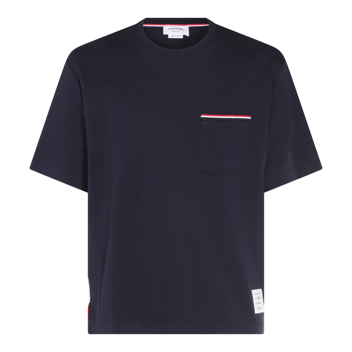 Tシャツ・カットソー THOM BROWNE NAVY BLUE COTTON T-SHIRT