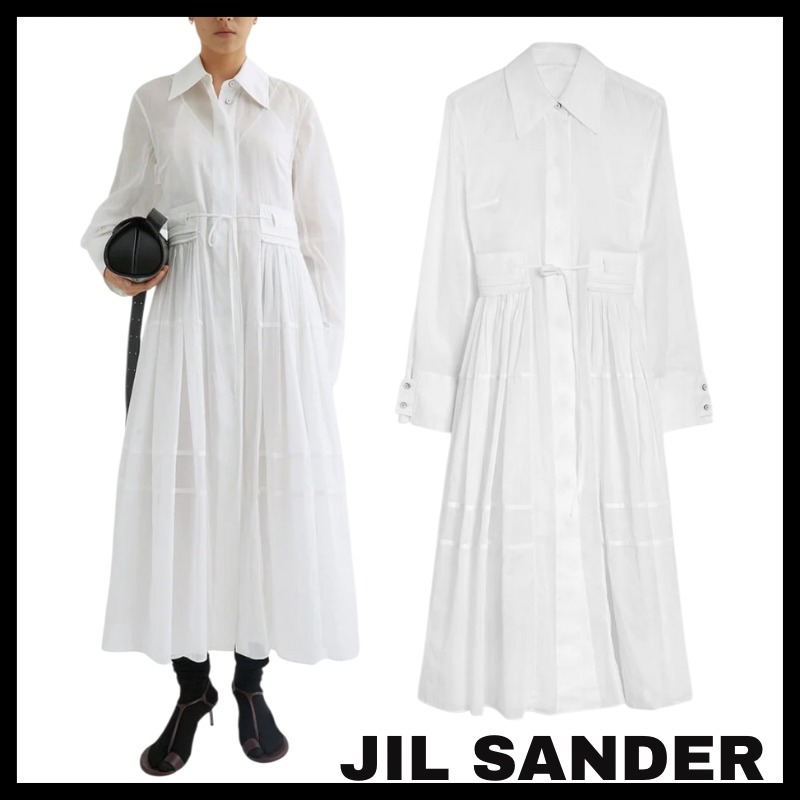 ★JIL SANDER★コットンオーガンザモスリンの長袖ドレス