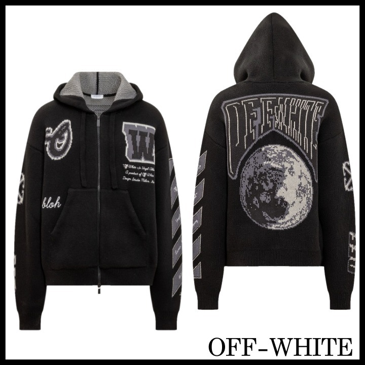 関税送料込◆OFF-WHITE オフホワイト◆ニット ジップ パーカー