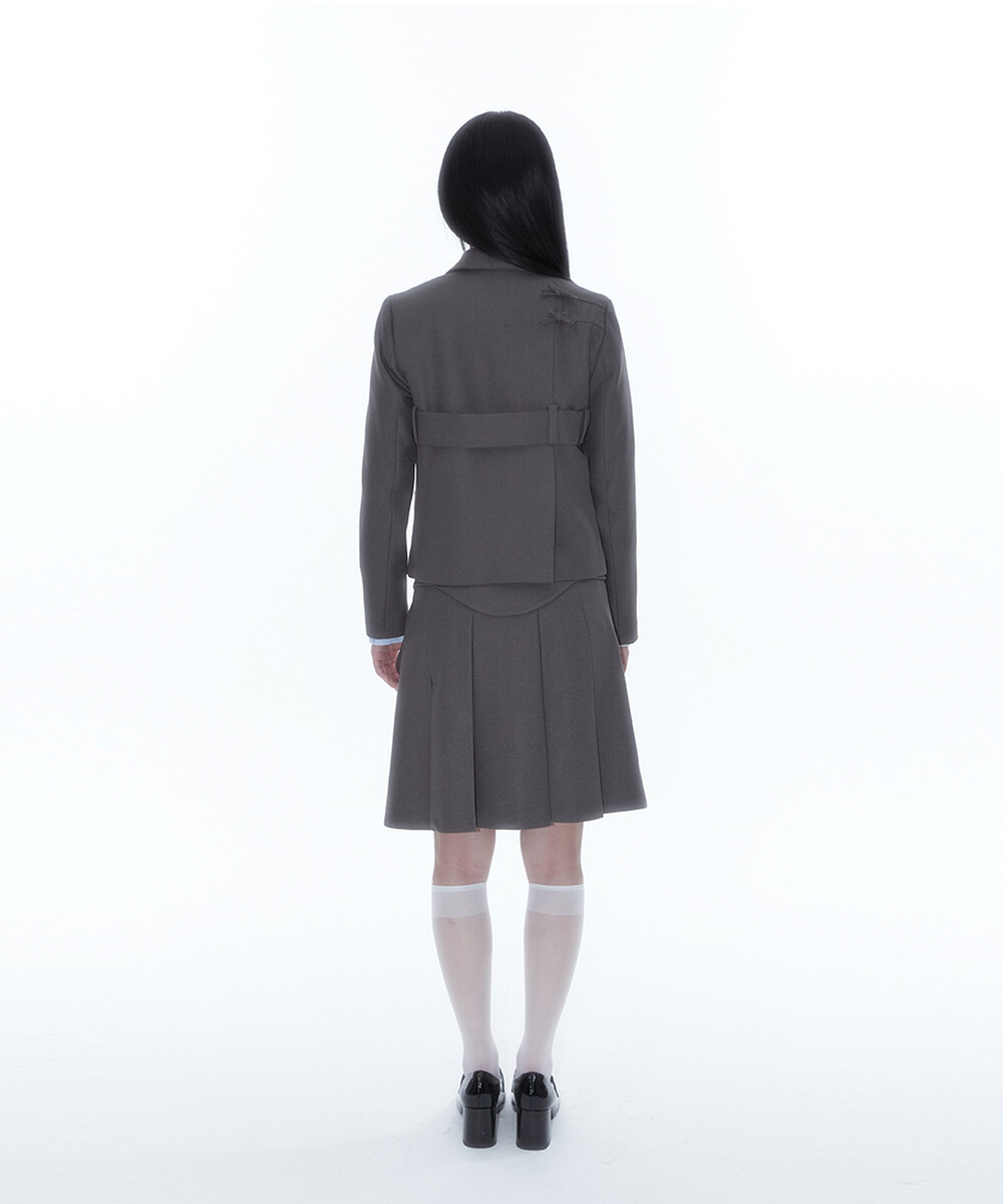 《Kashiko》 Ribbon Preppy Pleated Skirt