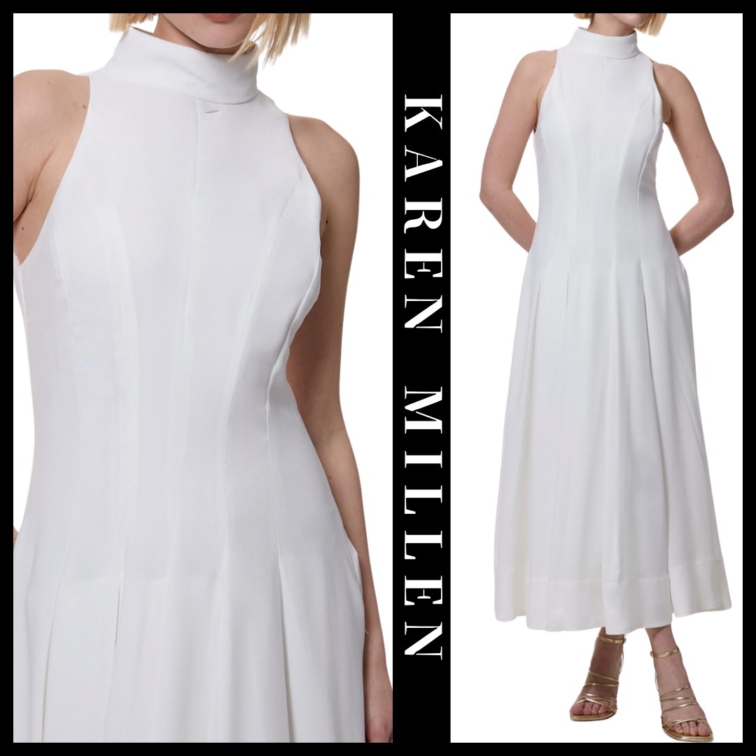 KAREN MILLEN 日本未入荷 マキシドレス ホルターネック 白