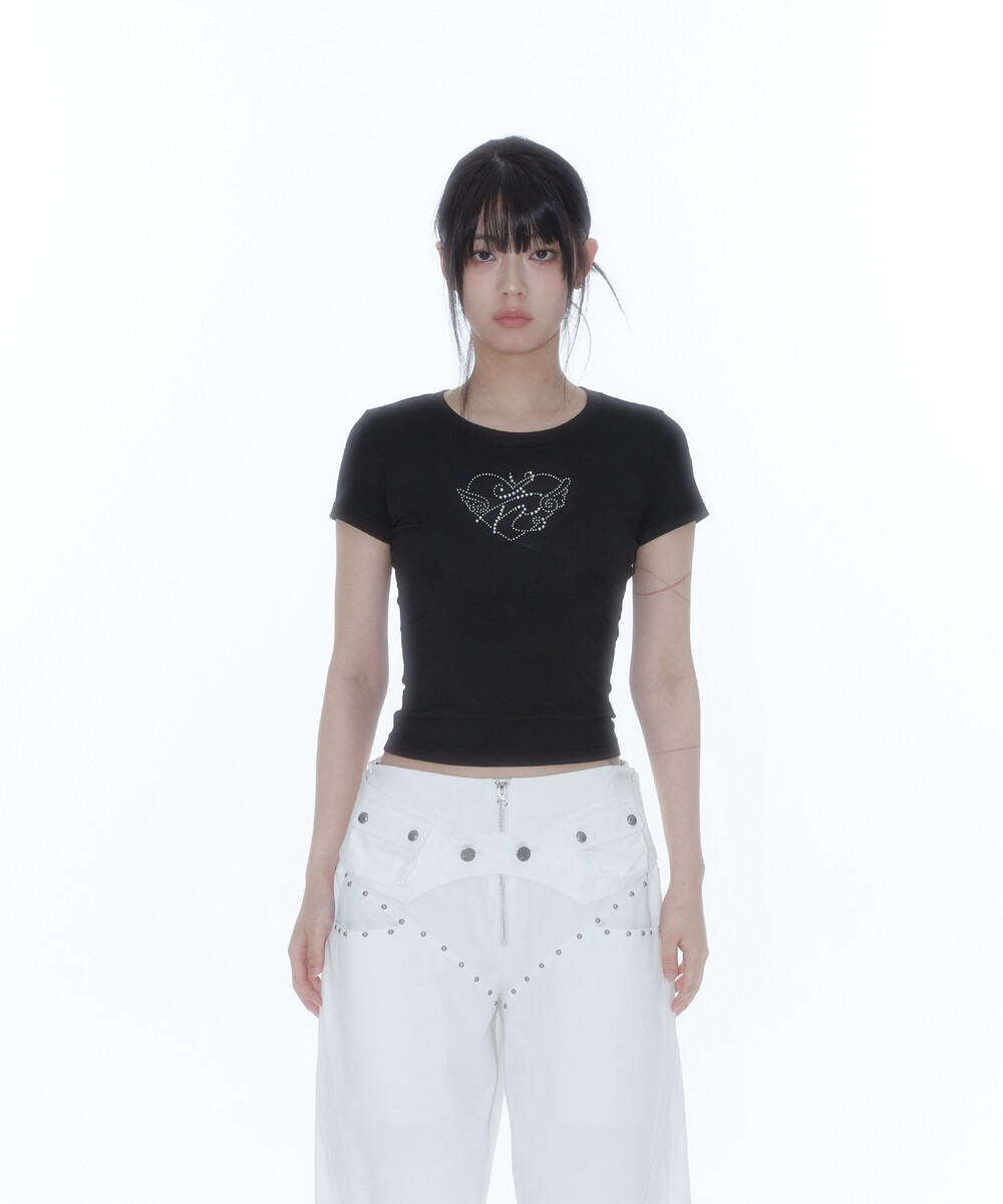 《Kashiko》 Flower Heart Baby Tee