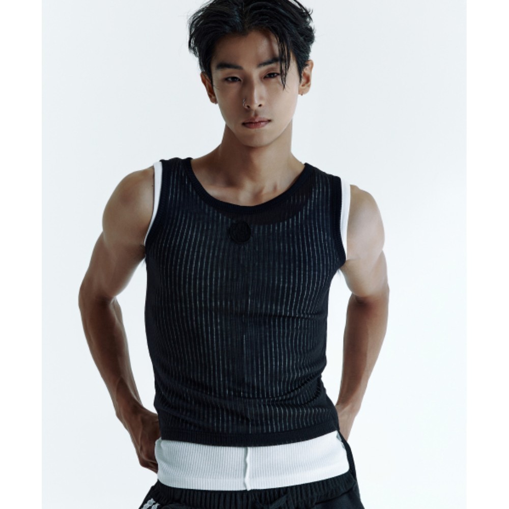 ★LECYTO★ Flutter String Layered SleevelessBlack