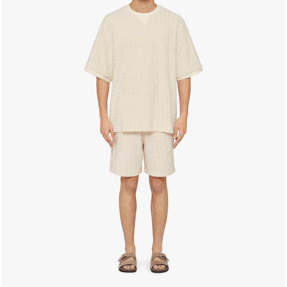 GIVENCHY ジバンシィ 4Gモノグラム コットンタオル Tシャツ*BLUE GIVENCHY ジバンシィ 4Gロゴモノグラム コットンタオル Tシャツ