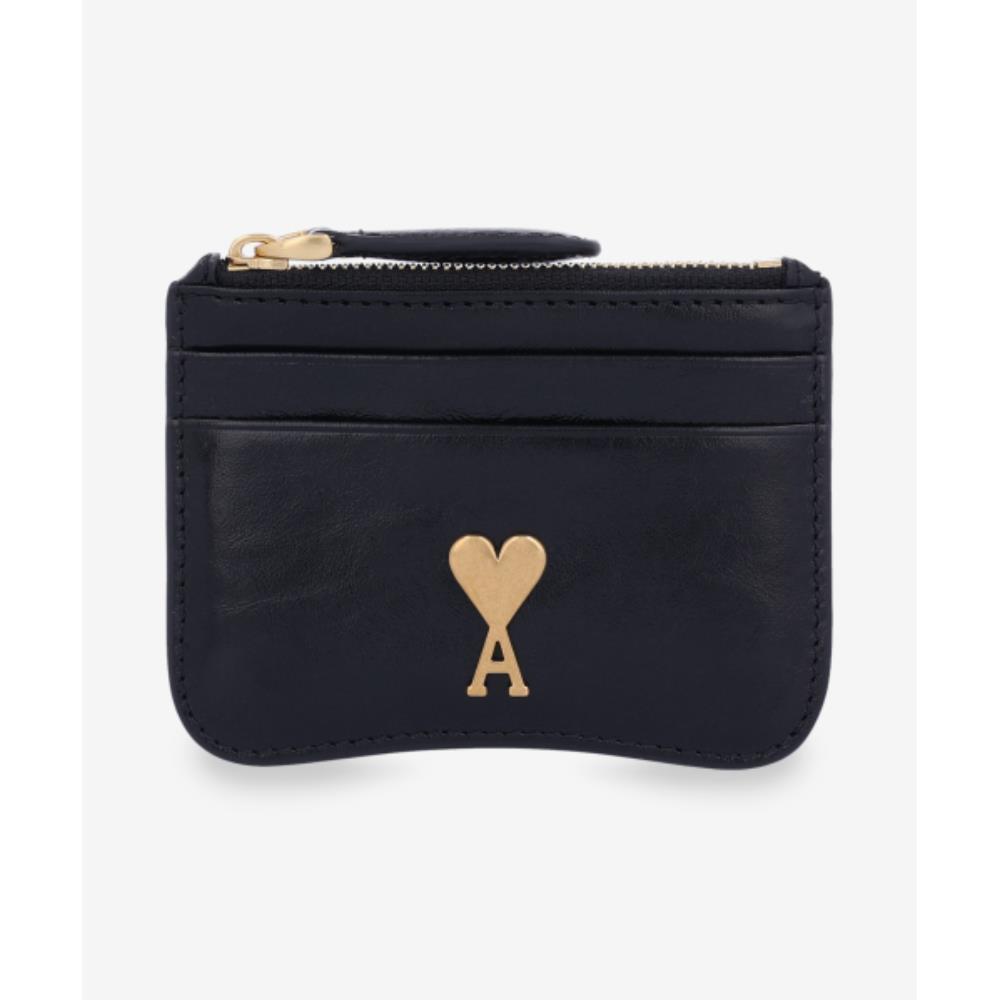 ★AMI PARIS★ Paris Paris Zip Up Card Holder Black USL105AL0