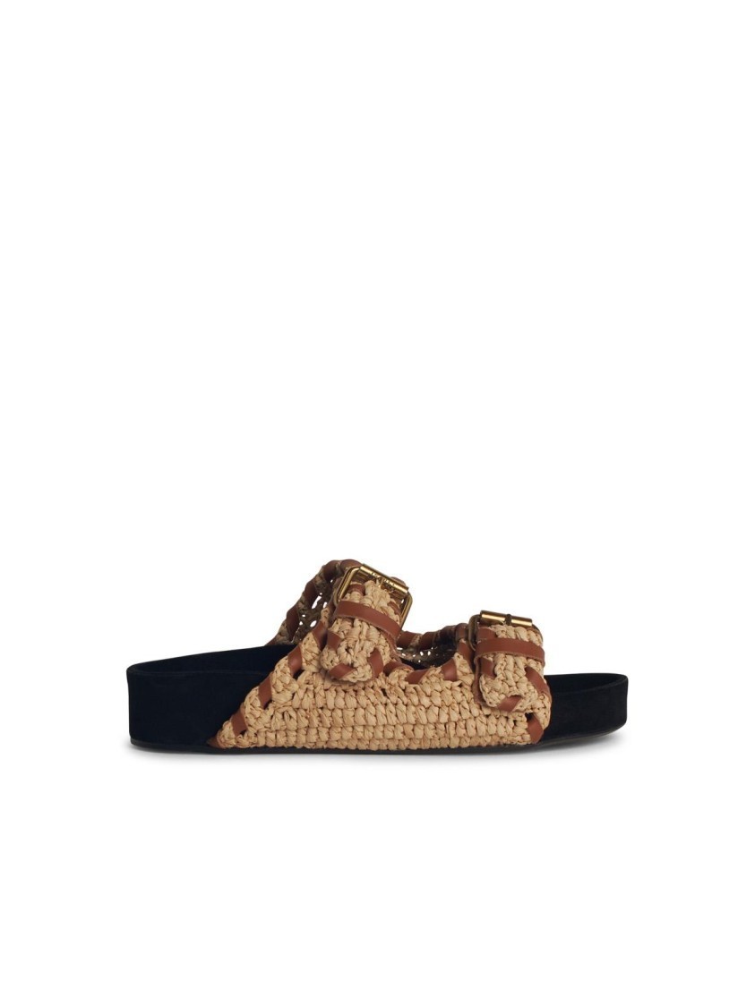 サンダル・ミュール Isabel Marant Etoile Lennyo' Beige Palm Slipper