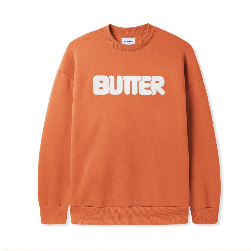 【BUTTER GOODS】 Rounded Logo Crewneck Sweatshirt, Orange