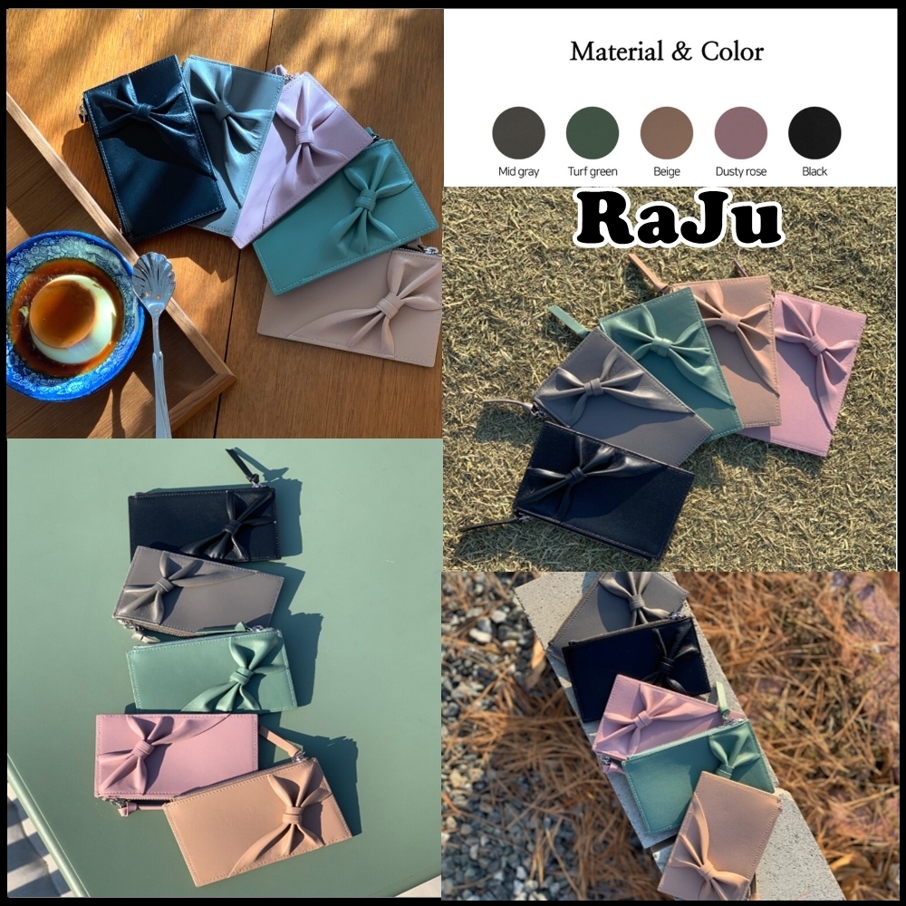 早期完売★RaJu★Bow Sheep Leather Cardwallet★リボンミニ財布
