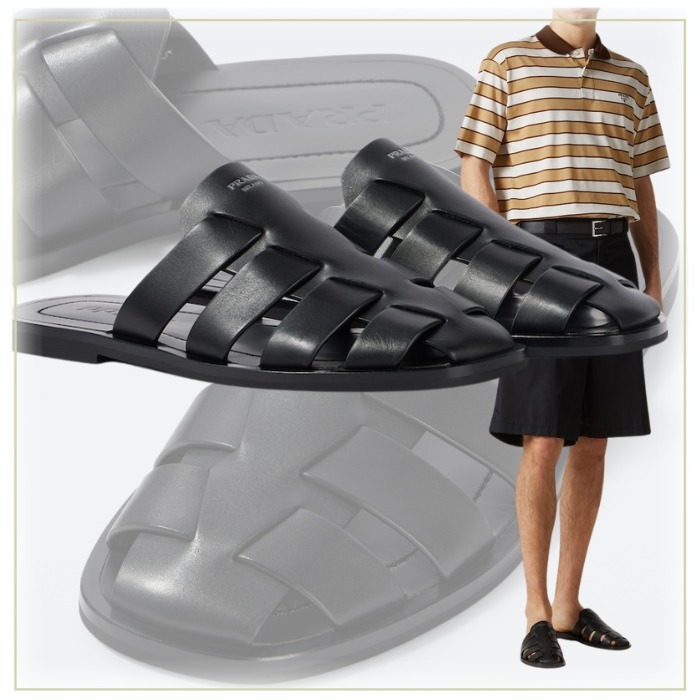 ≪上質な質感≫【Prada】レザーボーンミュール