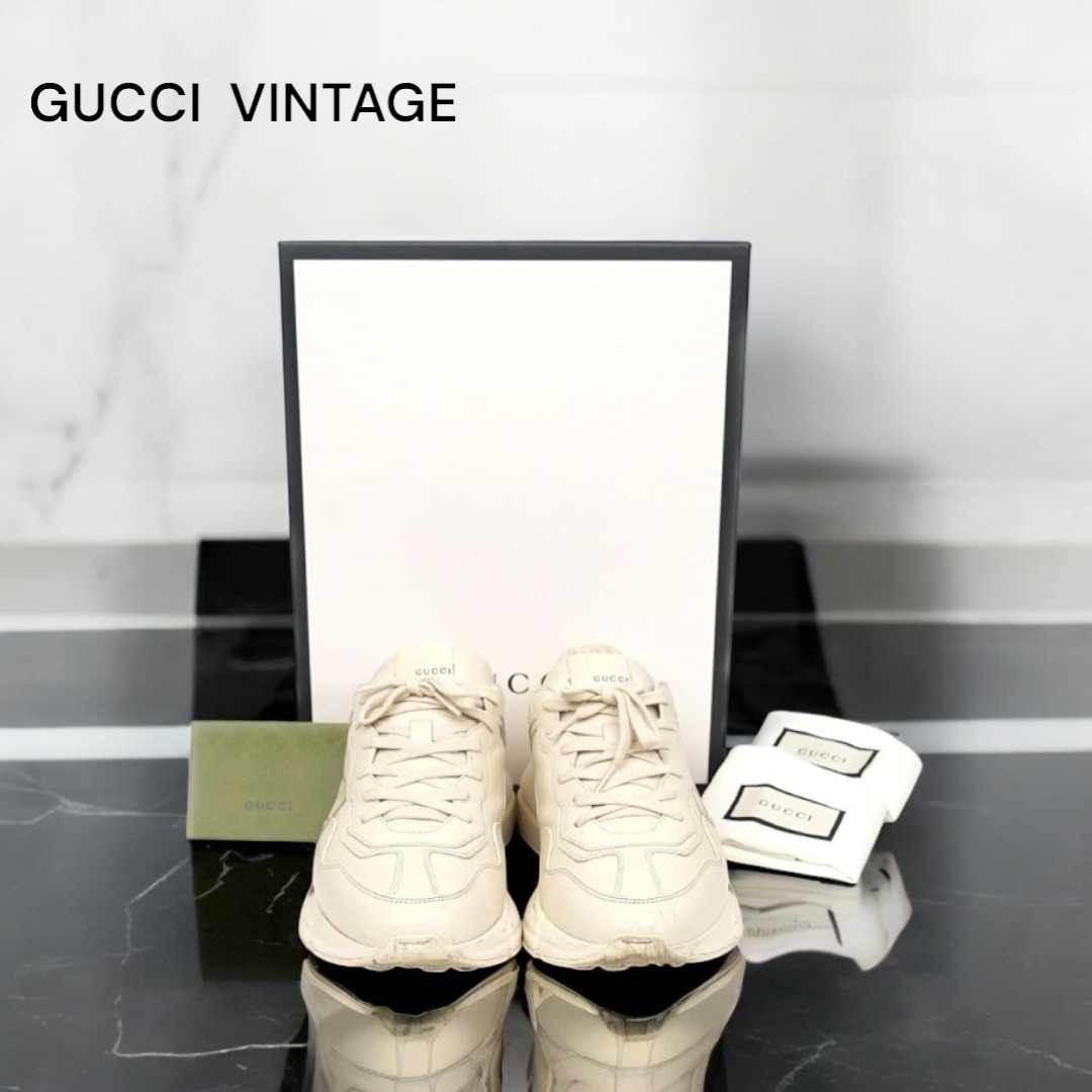 VINTAGE●GUCCI●グッチ GG ホワイト ロゴ スニーカー