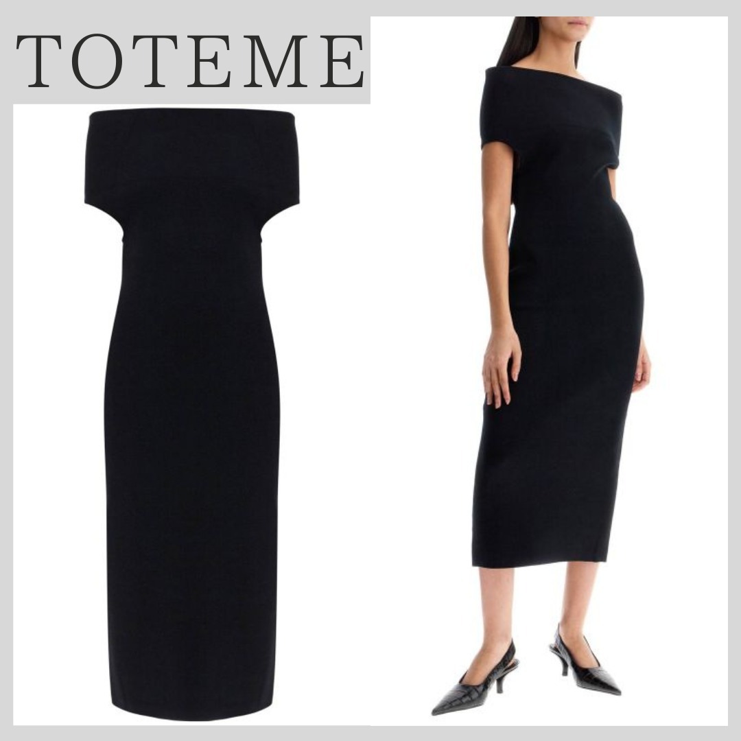 【TOTEME】【VIP】ブラック ロング ビスコース ニット ドレス
