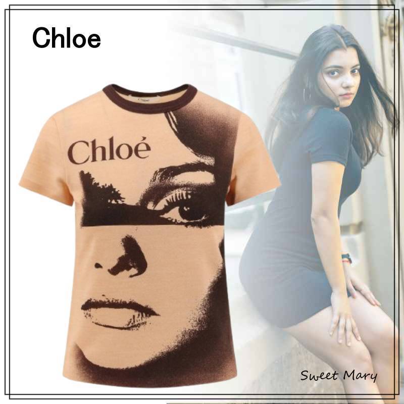Chloe☆ポートレートプリント クルーネック Tシャツ♪【送料込】
