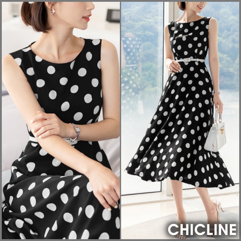 ★ChicLine★ ピンドット フレア ワンピース