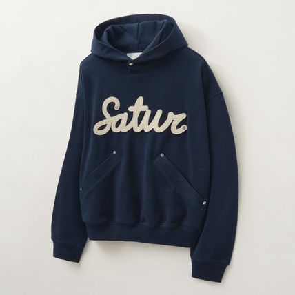 パーカー・フーディ SATUR Setter applique rivet hood sky blue SA243UTH09SB SATUR Applique Rivet Hoodie – Dot & Line Store