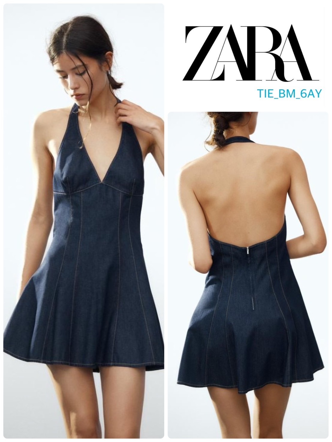 スペイン発送 ZARA ホルターデニムドレス 上品カジュアル 最新作