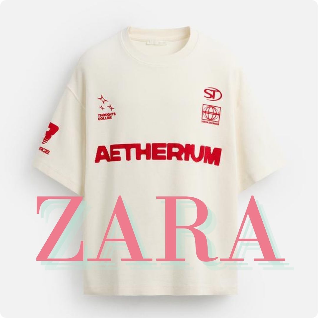 ZARA テクスチャー生地テキスト入りスウェットシャツ 6224/442