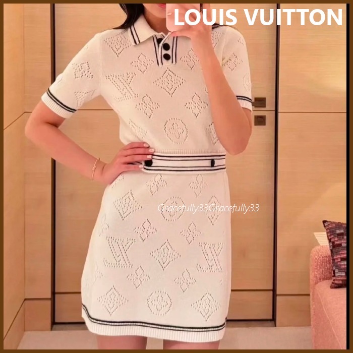 【春のお出かけに】LV ストライプ アクセントニットドレス