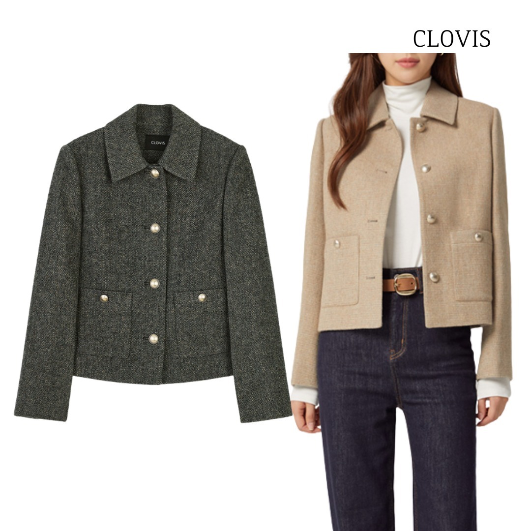 【CLOVIS】クラビスウールブレンドシングルカラージャケット