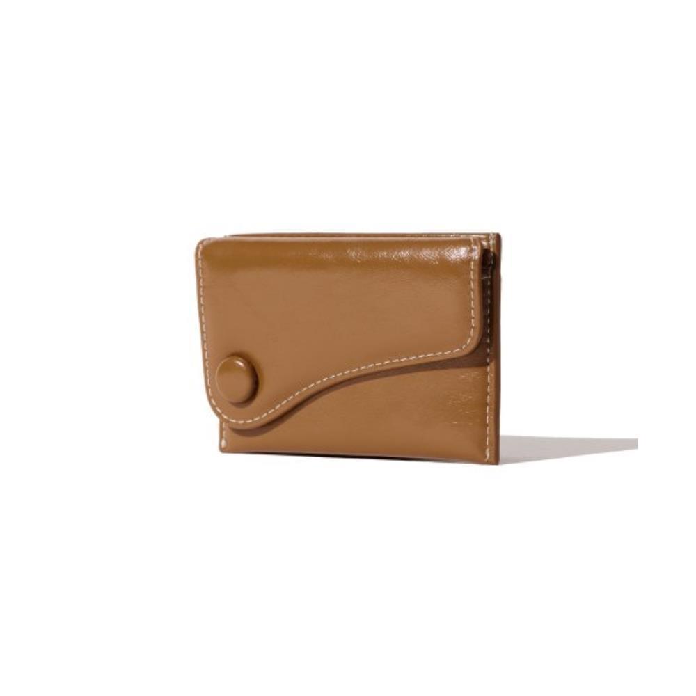 ☆LEMASQUE☆ Dot Saddle Slim Mini Transit Card Wallet Cognac
