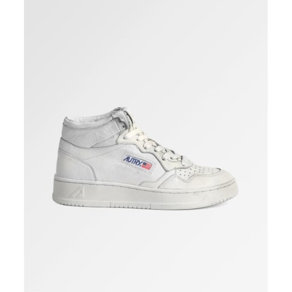 ☆AUTRY☆ Medalist Solid Goatskin MID CUT Sneakers White AUM