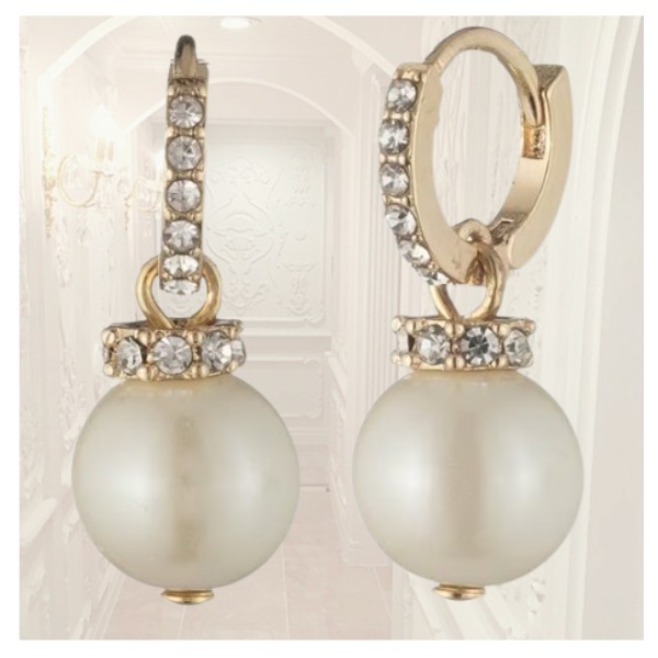 LAUREN RALPH LAUREN ★ 上品 パール クリスタル フープ ピアス