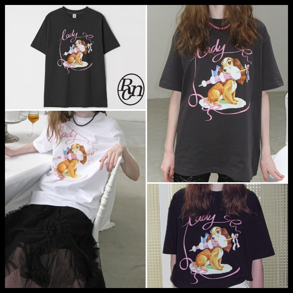 【RONRON】RIBBON LADY DOG OVER FIT T SHIRT ☆大人気☆