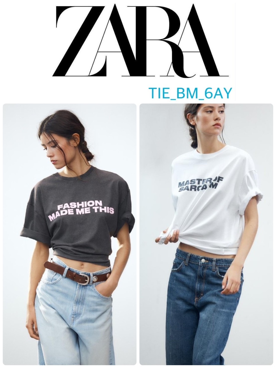 スペイン発送 ZARA ウォッシュドエフェクトTシャツ カジュアル