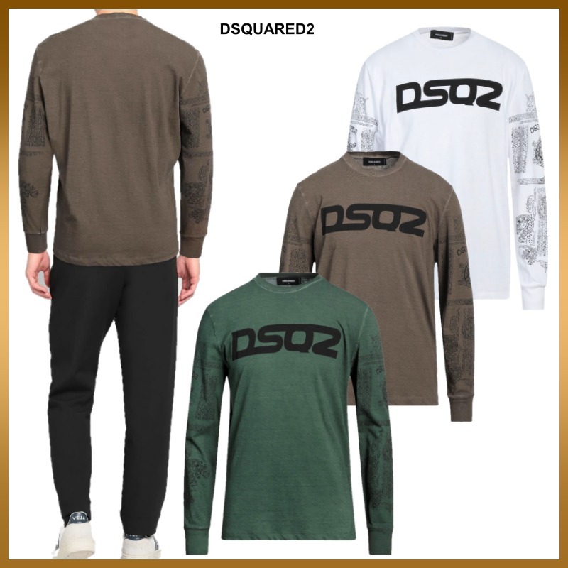 【DSQUARED2】Tシャツ クルーネック 長袖 ロゴプリント コットン