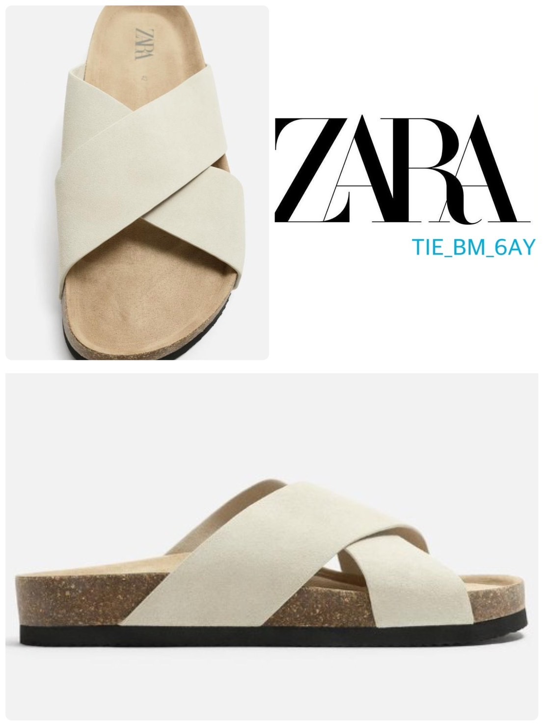 スペイン発送 ZARA クロスストリップレザーサンダル 今季新作！