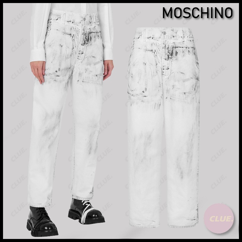 MOSCHINO★ローレル クラウンパッチ コットンブル パンツ