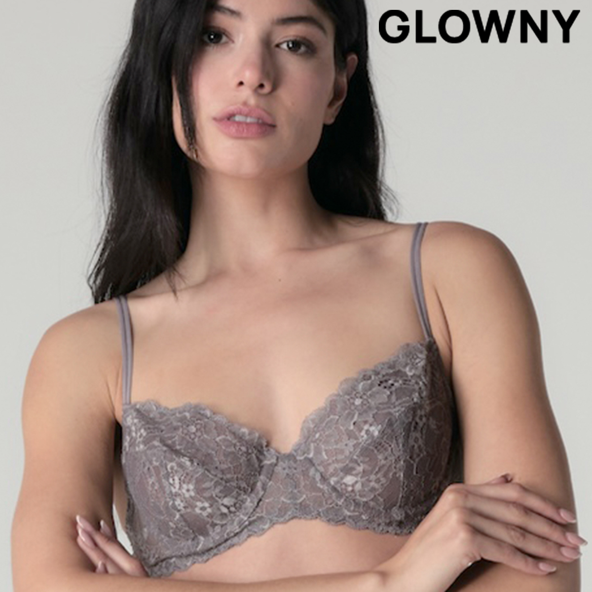 ★GLOWNY★CONTOUR LACE BRA (CHARCOAL)★正規品/韓国直送料込