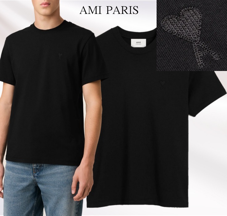 すぐ届く【AMI PARIS】半袖 Tシャツ TSHIRT ブラック ハートロゴ