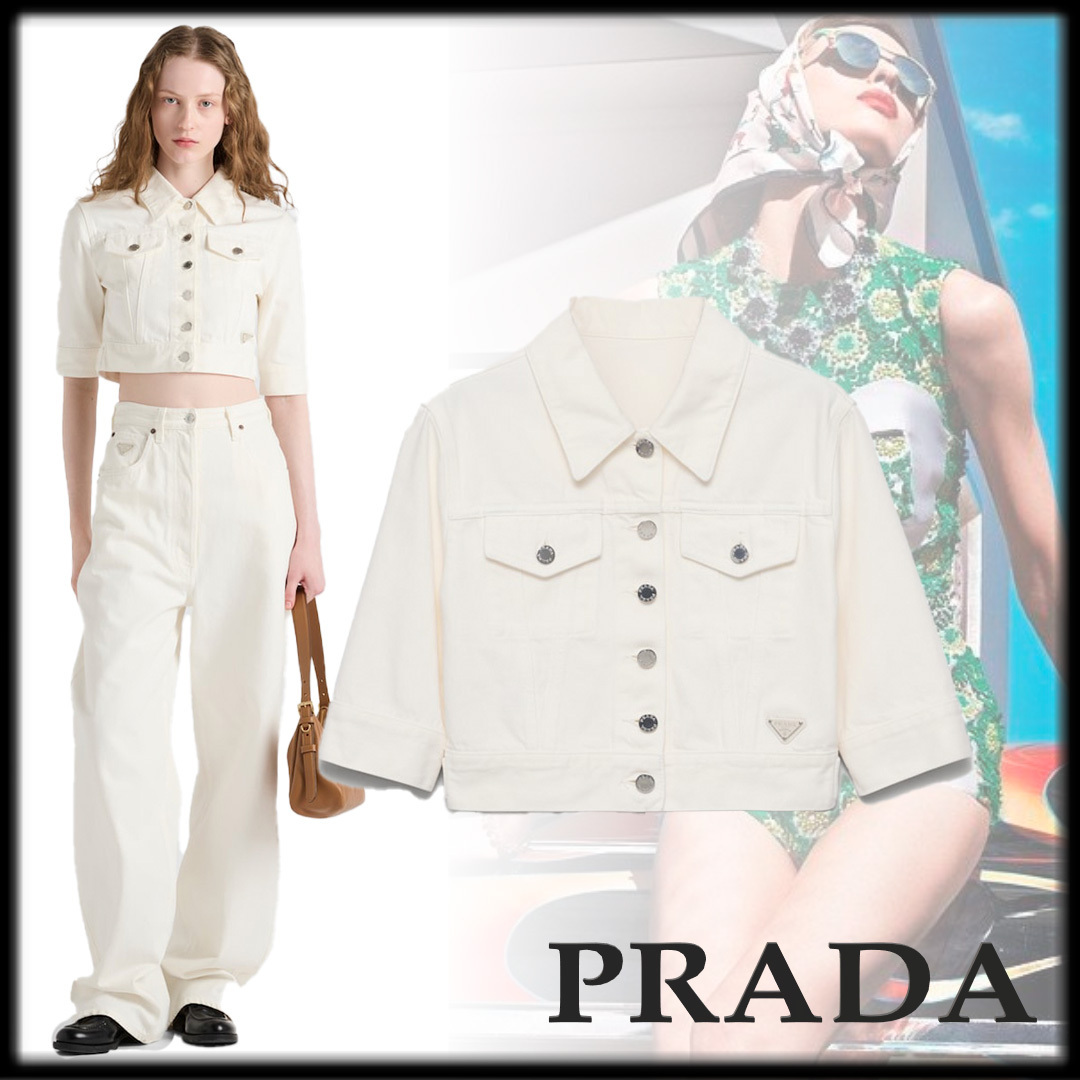 PRADA お洒落 クロップド デニム ジャケット