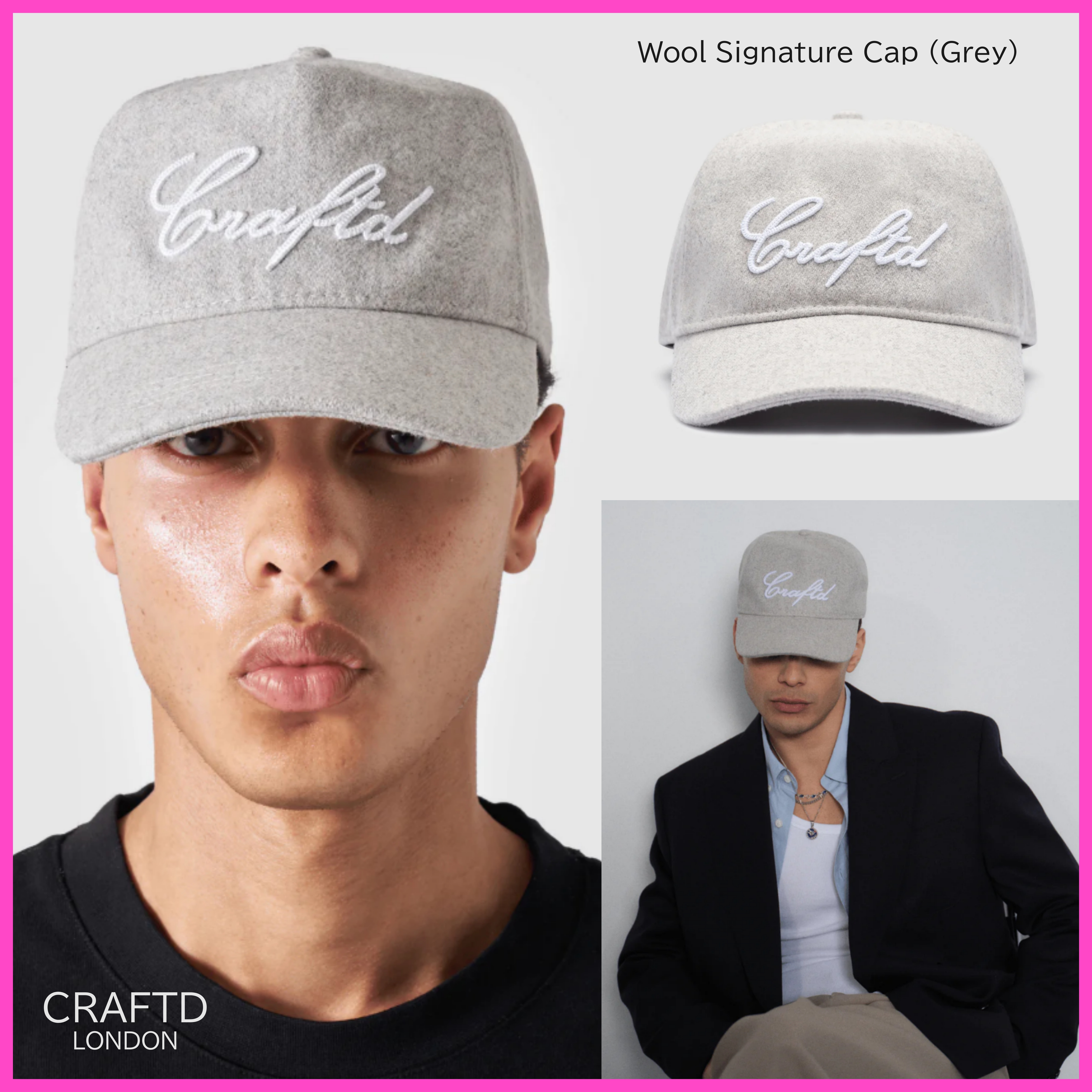 送料税込【CRAFTD London】Wool Signature Cap (Grey)☆国内発送