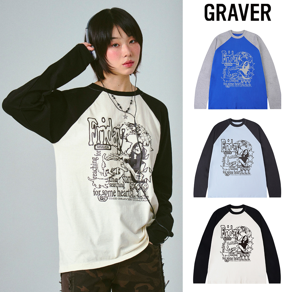 【GRAVER】25SS★ FRIDAY Vintage Raglan Long Sleeve T-Shirt
