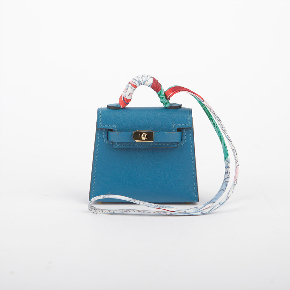 HERMES■ミニ キャリー ツイリー ブルー