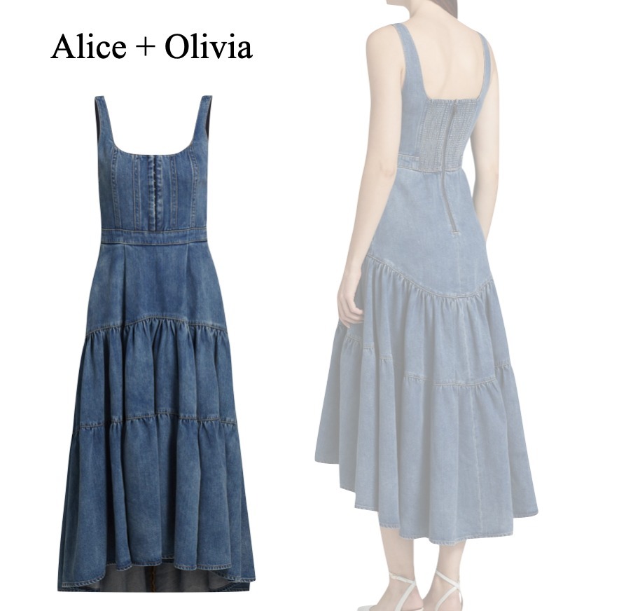 【Alice+Olivia】ダイアナ ノースリーブ フィットドレス