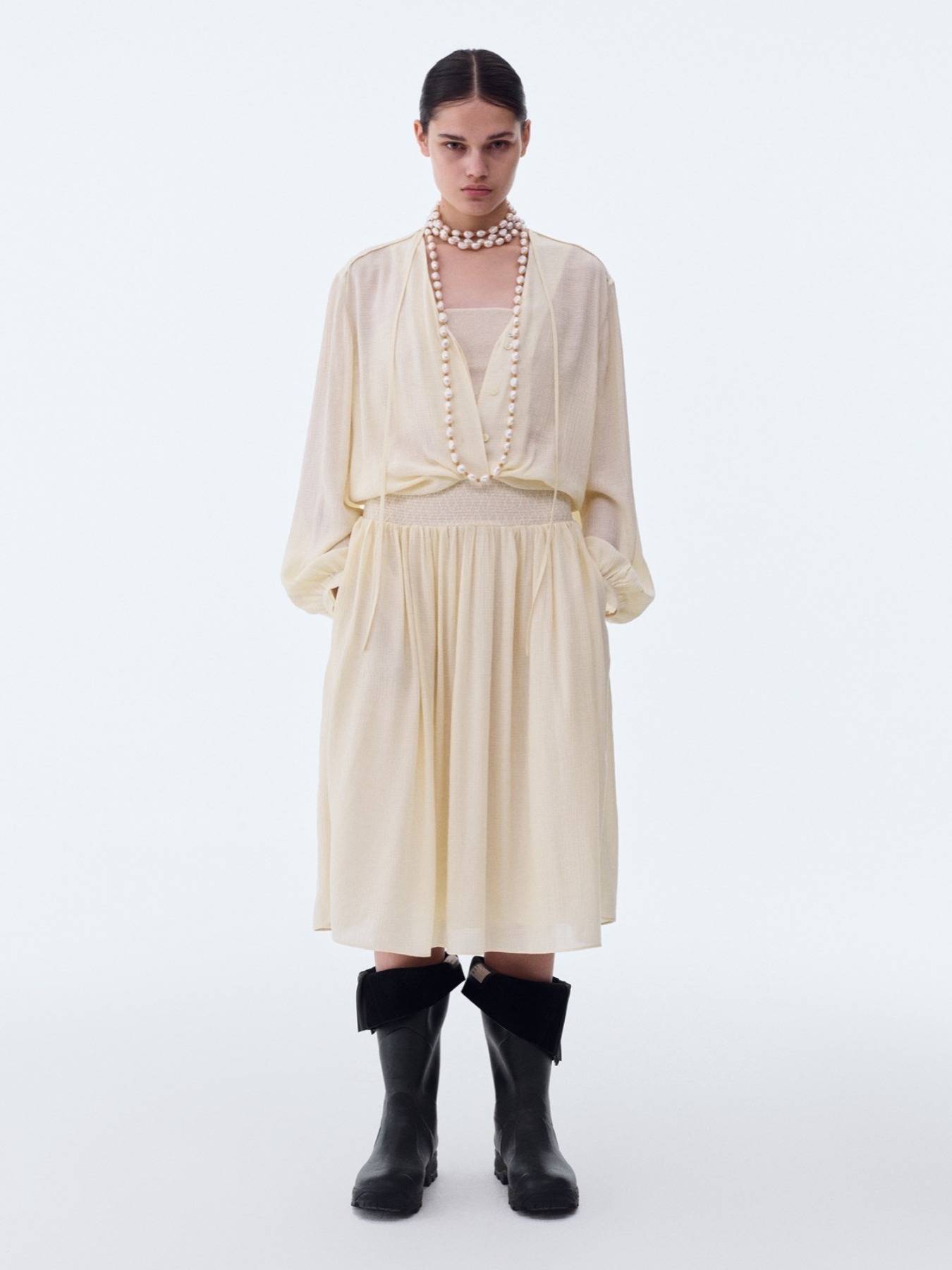 ■RECTO■ BOHEMIAN CORSICA OVER DRESS (LEMON YELLOW)
