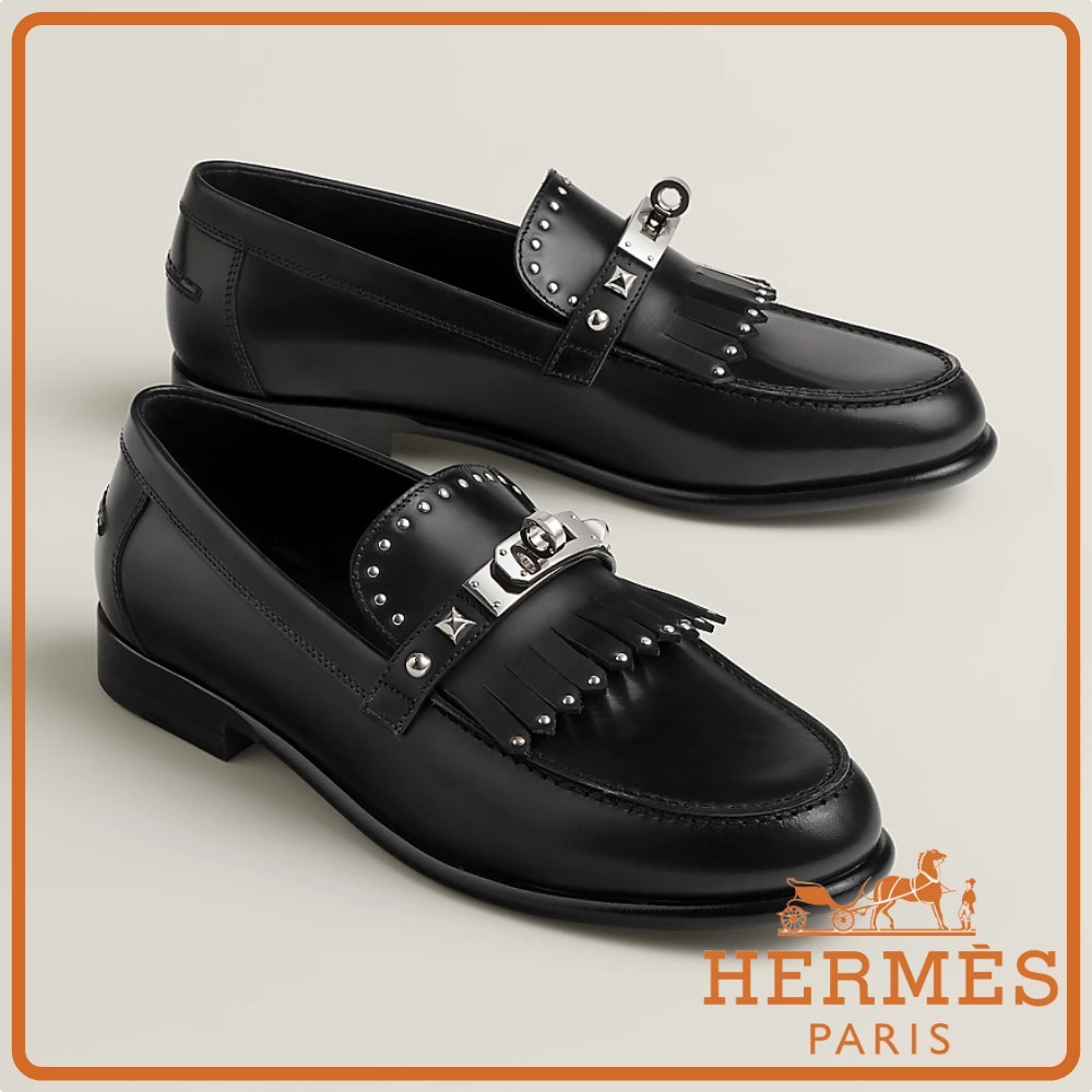 【HERMES】フリンジ×スタッズ×ケリーバックル☆Destinモカシン