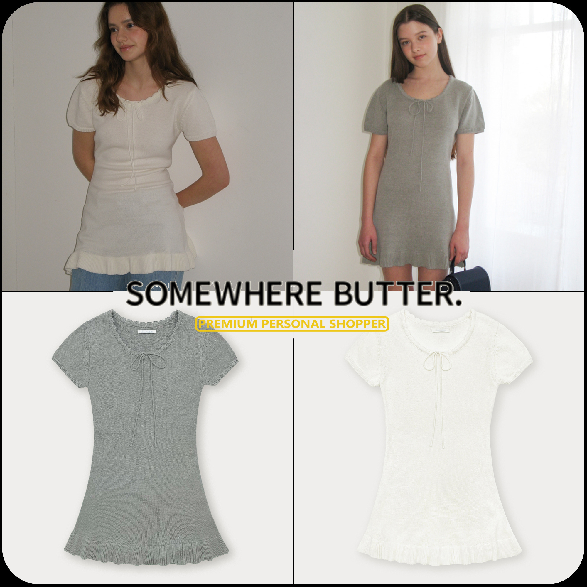 [SOMEWHERE BUTTER]25SS★韓国人気★Cotton Ribbon Knit Dress