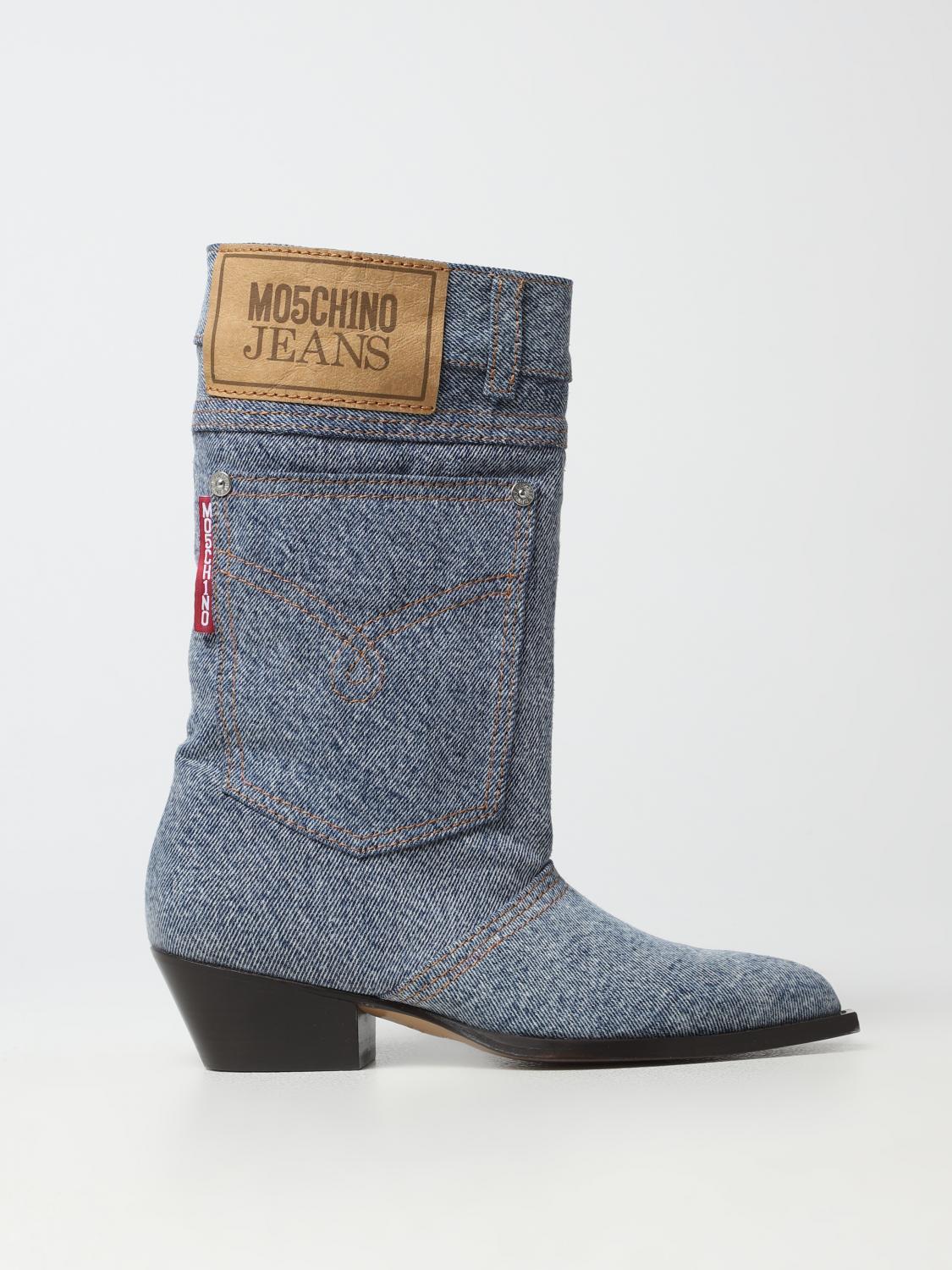 ショートブーツ・ブーティ MOSCHINO JEANS Woman Flat ankle boots Blue 32068239 1282