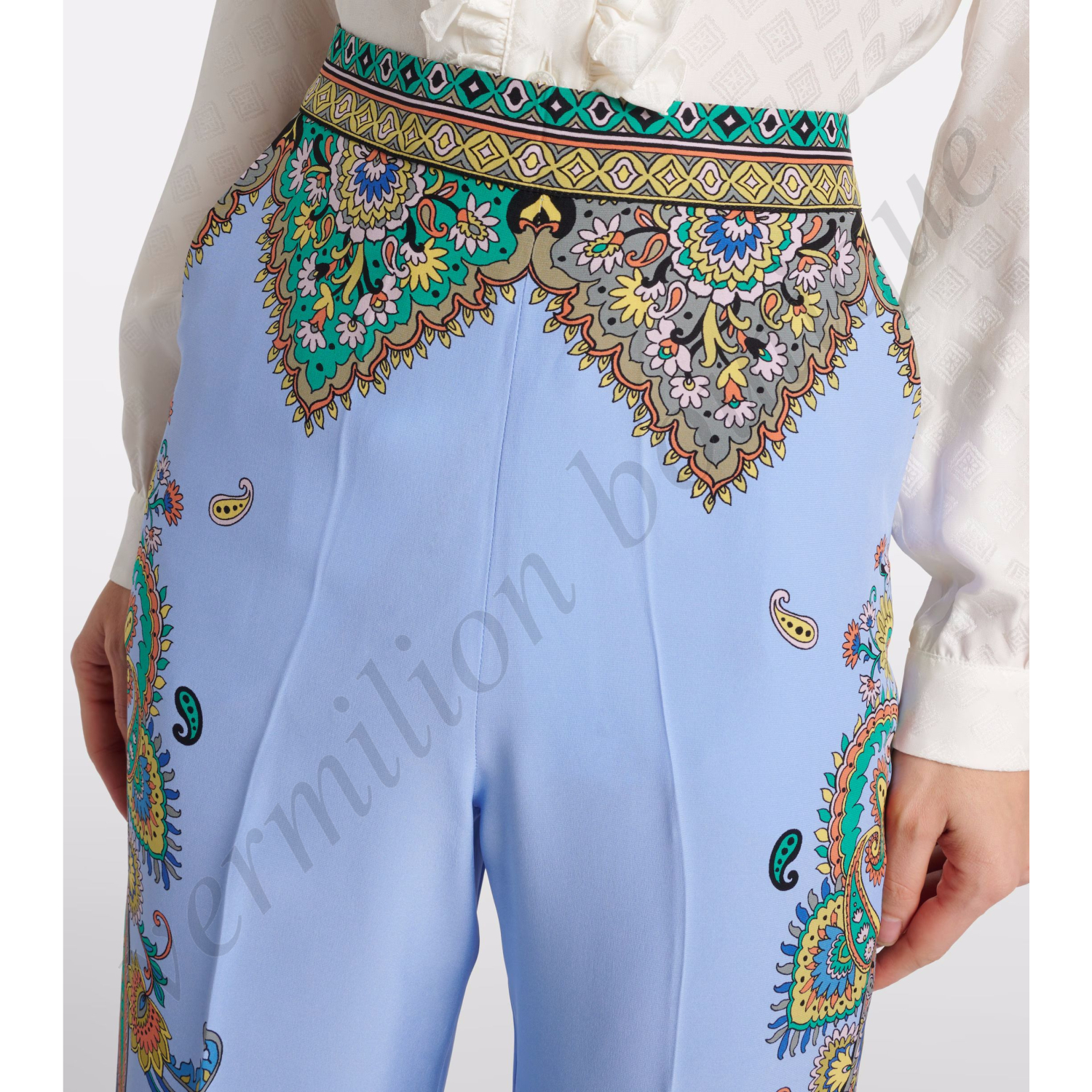 ETRO フローラル ペイズリー シルク パンツ ブルー ETRO フローラル ペイズリー シルク パンツ ブルー