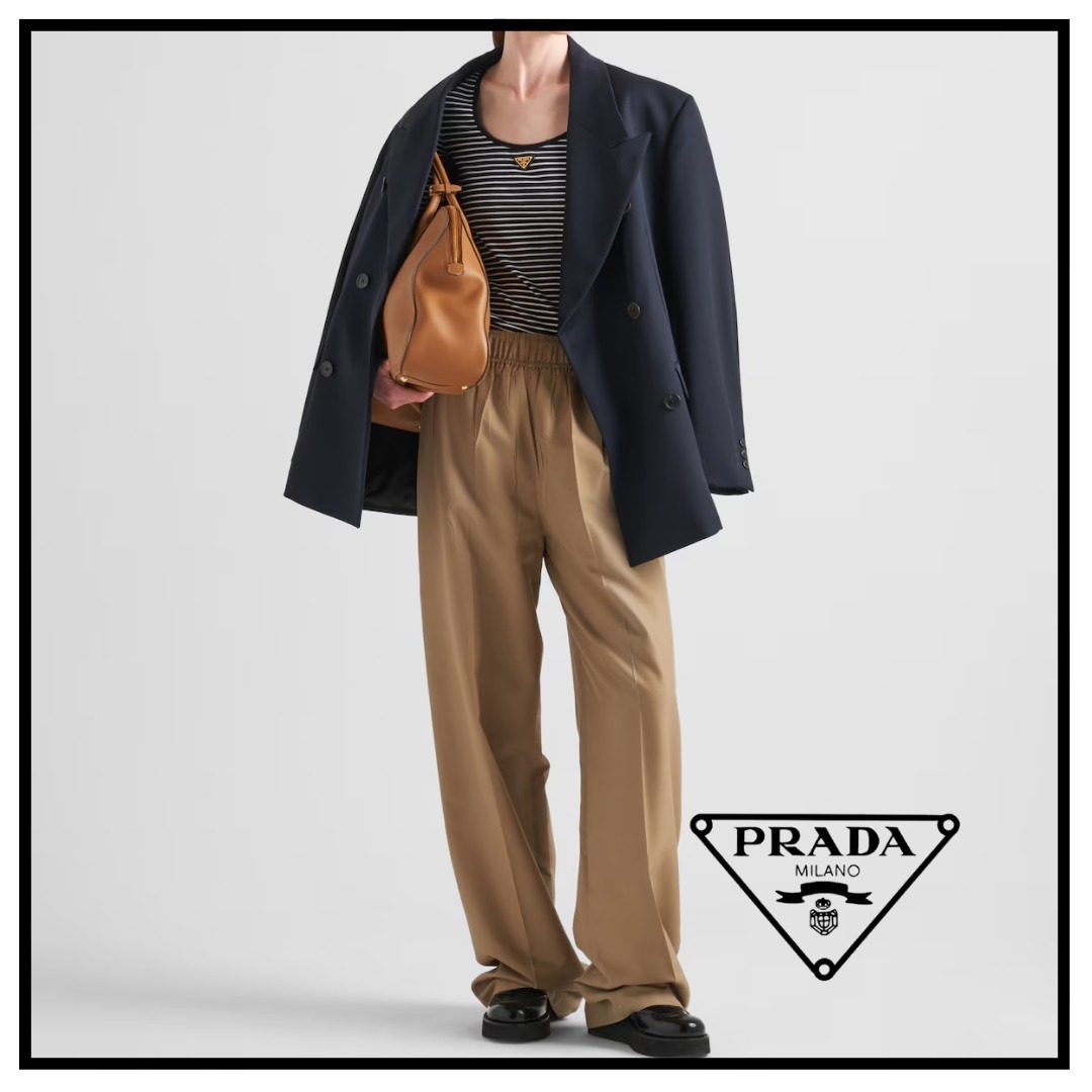 PRADA】ストライプ ジャージー トップ☆ブラック☆36サイズ
