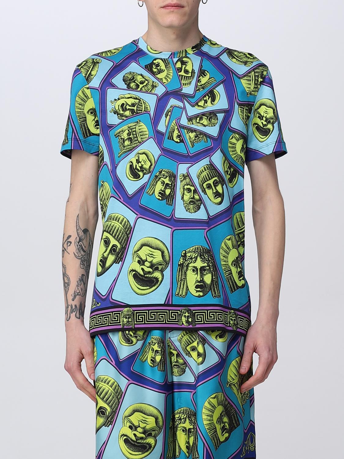 Tシャツ・カットソー VERSACE Men T-shirt Gnawed Blue 10066621A07044 5G540