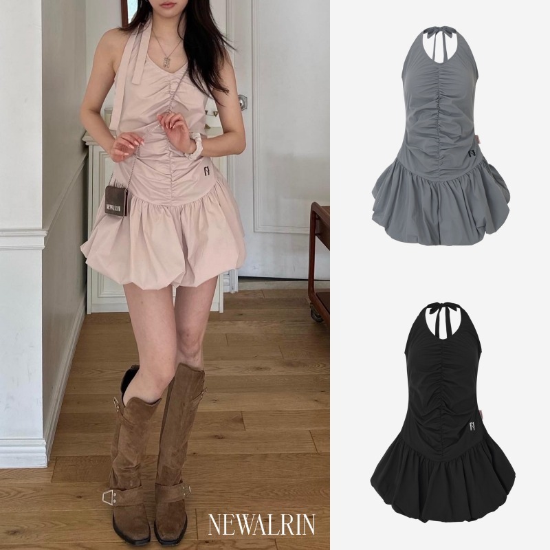 NEWALRIN☆Balloon shirring sleeveless Dress