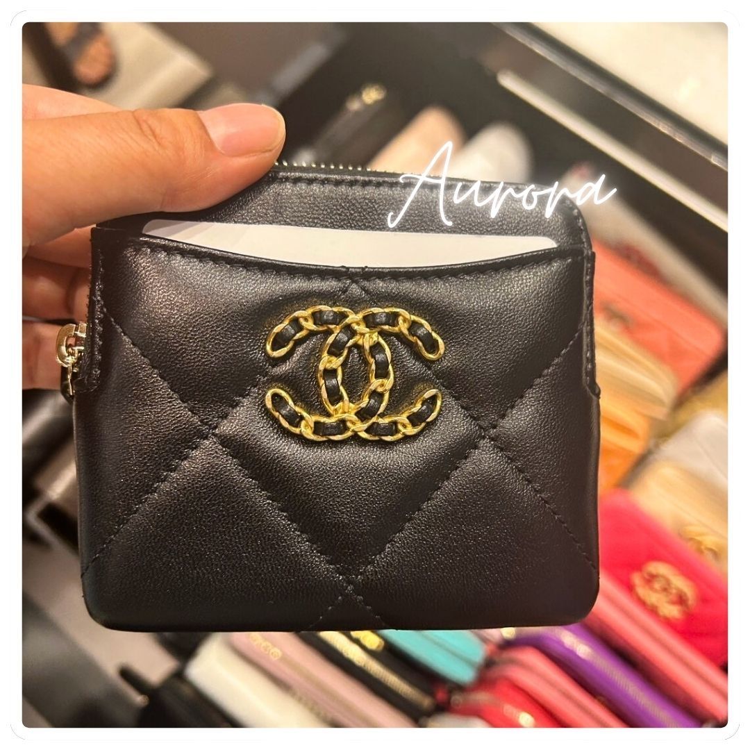 19ロゴ_CHANEL_コインケース_財布_カード_黒_フラグメント