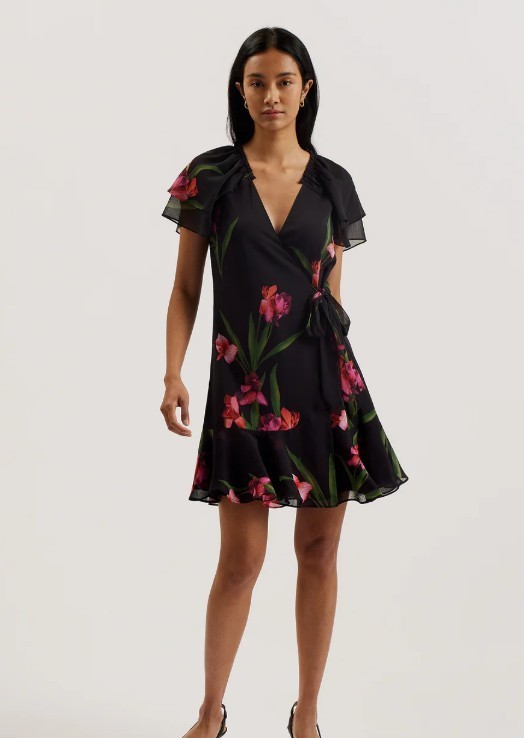★Ted Baker Fasnia フローラルｘエンジェル袖 上質ワンピ★