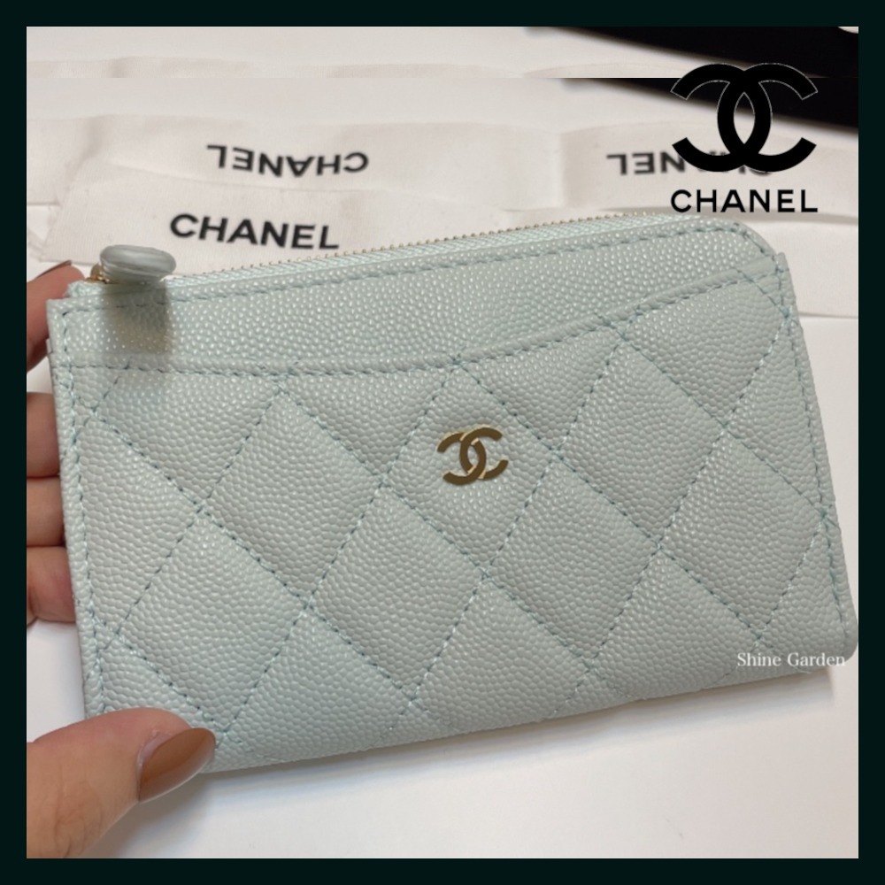 【レアなブルー♪】CHANEL フラグメント 財布 キャビア カード