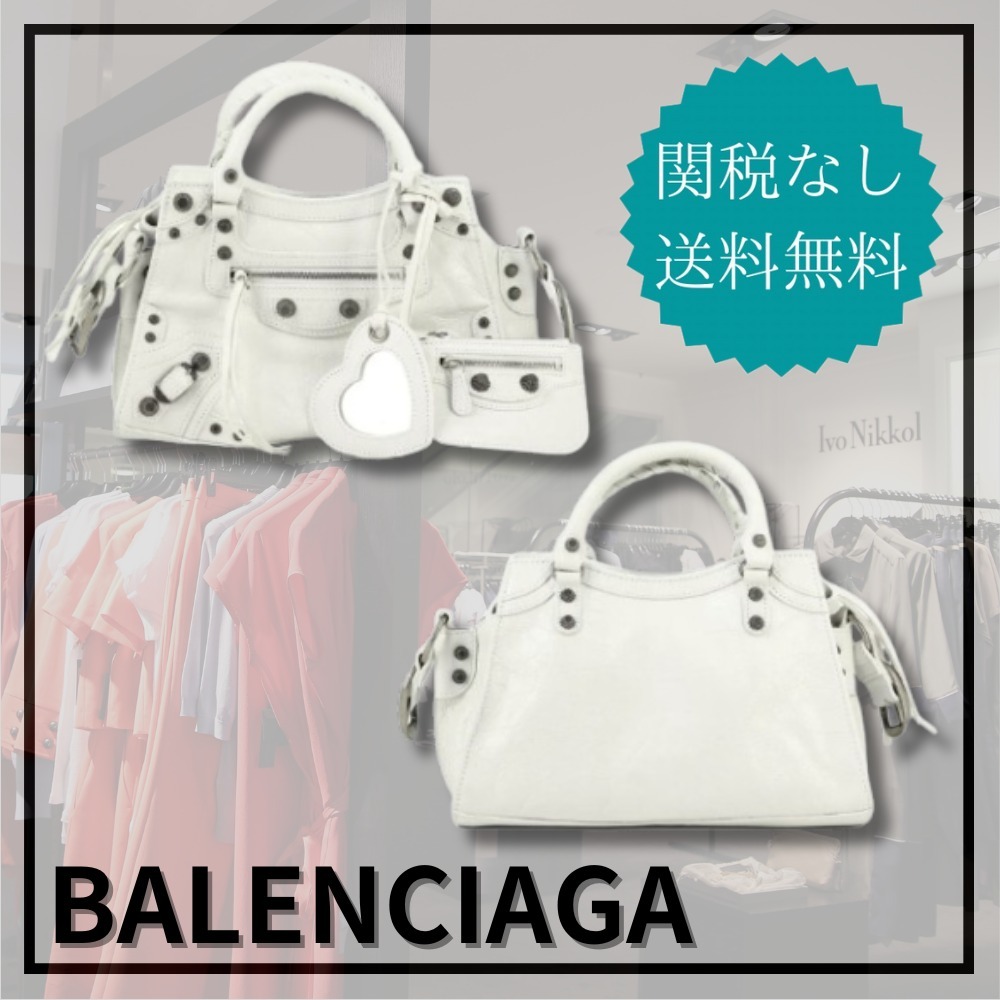 【BALENCIAGA】ネオ カゴール XS レザー ハンドバッグ