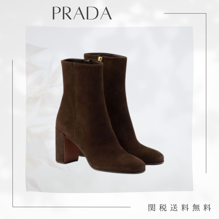 PRADA プラダ カーフスエードトライアングルロゴブーツ